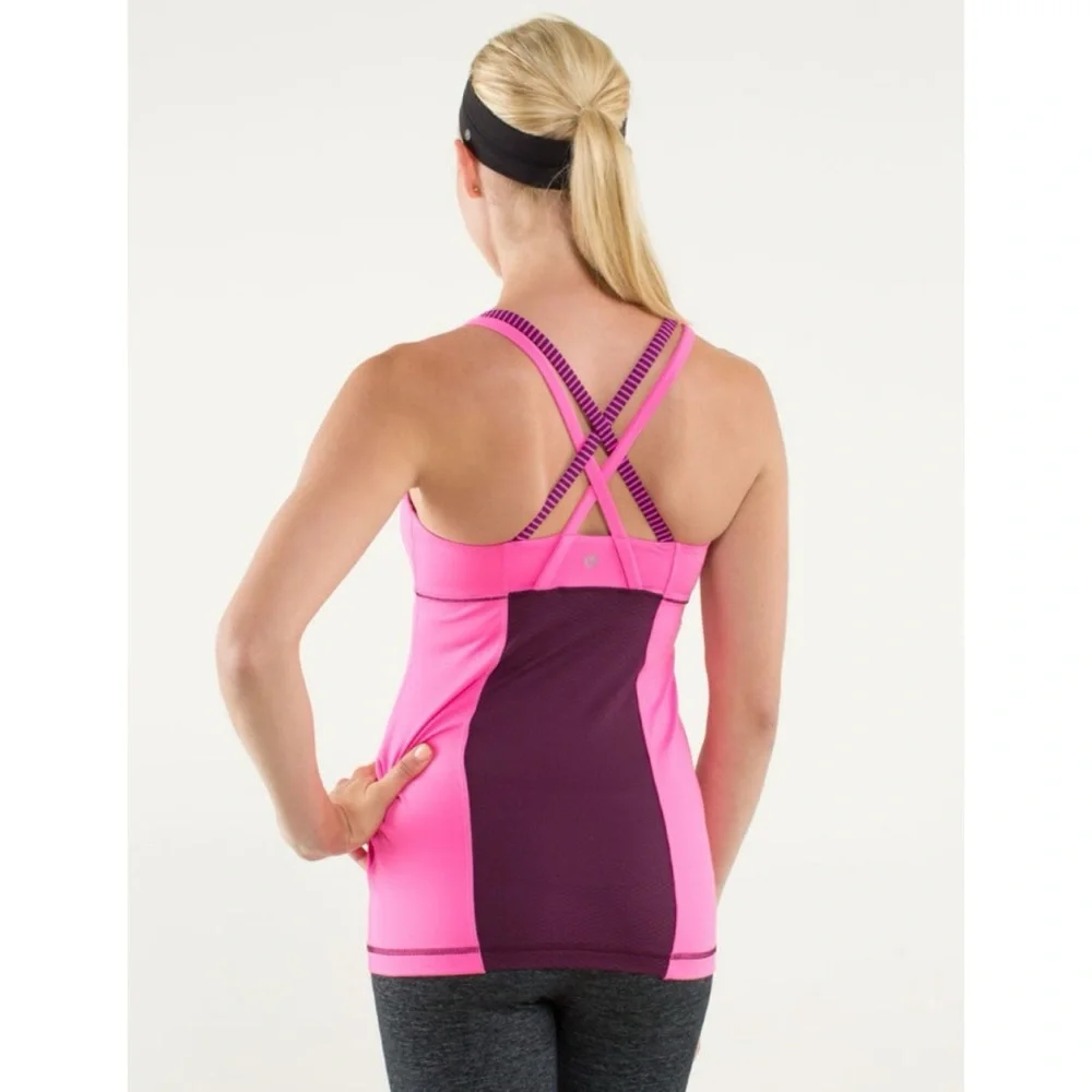 Lululemon Energy Tank Hyper Stripe Raspberry Glo Light 4